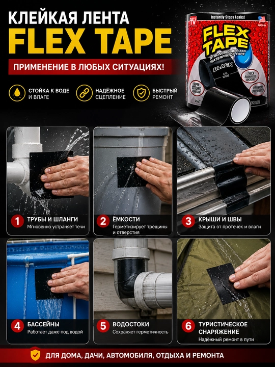 Izalenta Yopishqoq FLEX TAPE, vanna quvurlari uchun, suvga chidamli germetik, skoch