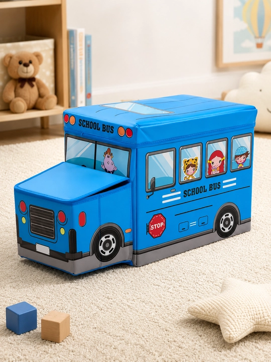 Корзина для игрушек с крышкой автобус
