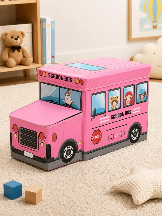 Корзина для игрушек с крышкой автобус