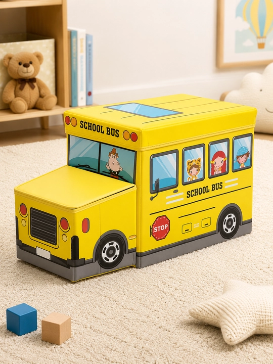 Корзина для игрушек с крышкой автобус