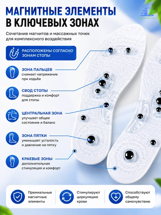 Массажные ортопедические стельки с магнитами