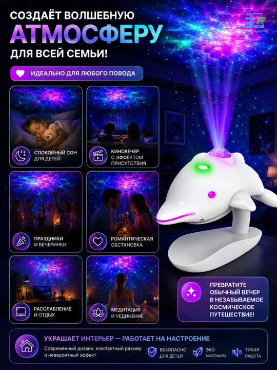 Проектор светодиодный 3D-галактический и звездный - 