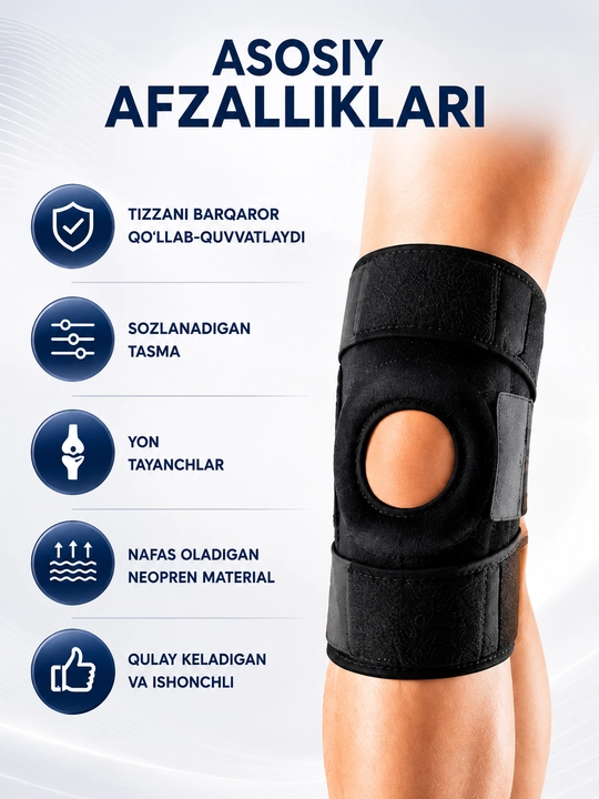 Tizza uchun bandaj LP Support, sozlanadigan tasmali, ochiq tizza qopqoqli