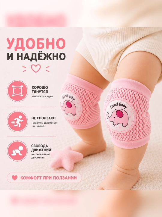 Детские защитные наколенники для ползания, дышащие, антискользящие