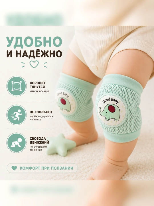Детские защитные наколенники для ползания, дышащие, антискользящие