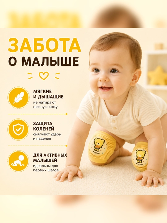 Детские защитные наколенники для ползания, дышащие, антискользящие