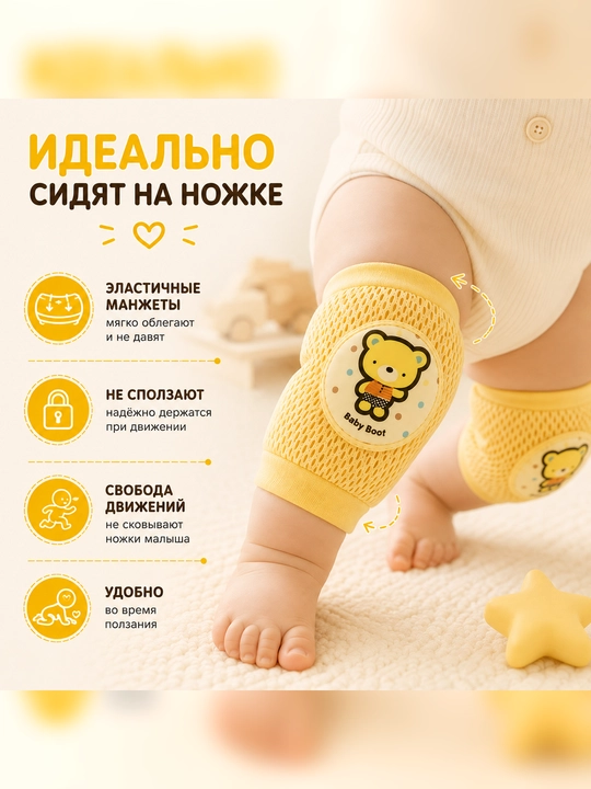 Детские защитные наколенники для ползания, дышащие, антискользящие