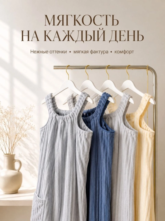 Банный халат, халат-полотенце, полотенце для волос, полотенце для лица, набор, женский