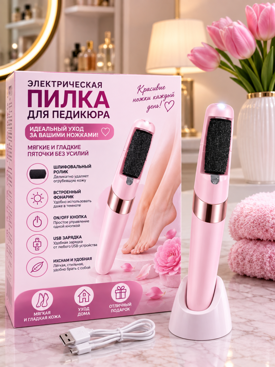 Электрическая пемза для удаления мозолей на ступнях и пятках, педикюр - 