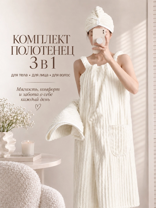 Hammom xalati, xalat-sochiq, soch sochig‘i, yuz sochig‘i, to‘plam, ayollar - 