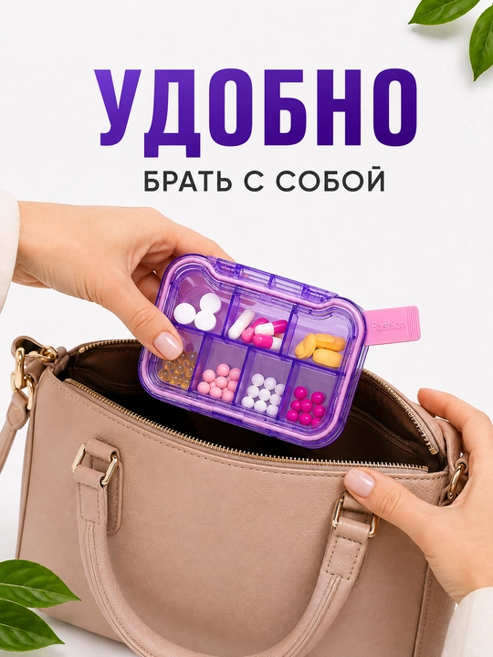 Таблетница органайзер контейнер неделька для хранения таблеток, витаминов и мелочей