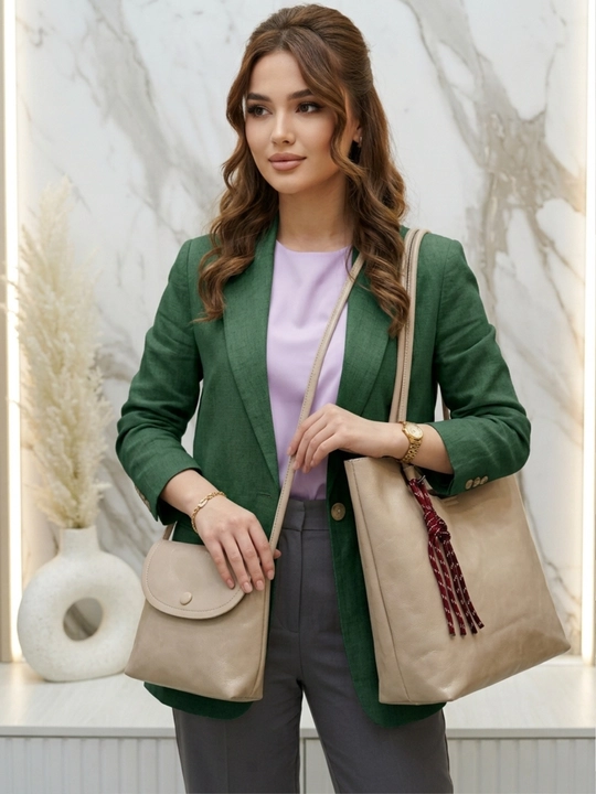 Ayollar sumkasi shopper 2tasi 1tada elka sumka klatch brelok bilan sig'imdor shopper sumka - 