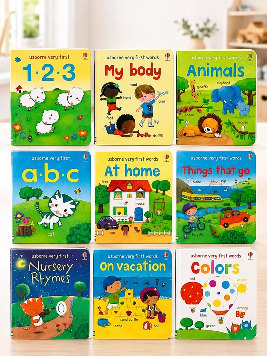 Usborne Very First Words kitob to'plami, bolalar uchun ingliz tili, 10 ta, 0-3 yosh