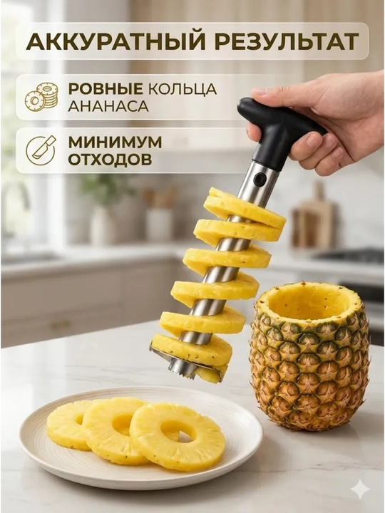 Нож для ананаса слайсер для колец и удаления сердцевины 1 шт