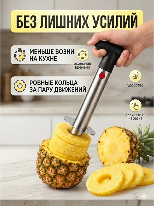 Нож для ананаса слайсер для колец и удаления сердцевины 1 шт
