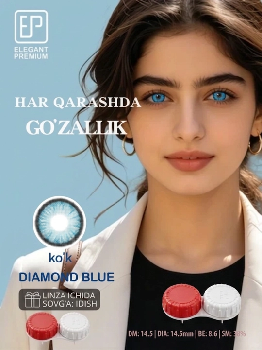 Ko‘zlar uchun rangli kosmetik kontakt linzalar, dioptriyasiz, dekorativ linzalar, 2 linza