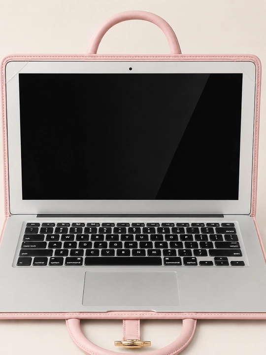 Женская сумка-портфель для MacBook и ноутбука с ручками, розовая