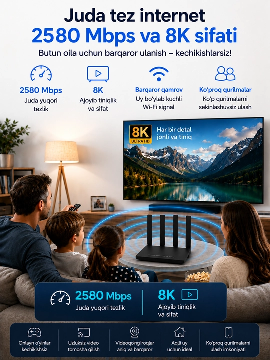 AX3000 XPON WAN va GPON router Uztelecomga mos