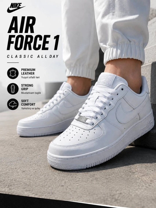 Nike Air Force 1 oq uniseks krossovka, kundalik oyoq kiyim