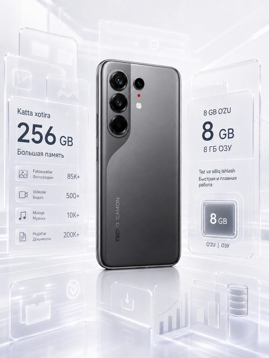Смартфон TECNO CAMON 50 Ultra 5G 8/256 ГБ, AMOLED 144 Гц, 50Мп OIS+3X Зум, 6500 mA