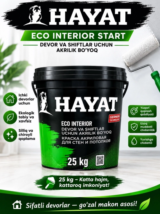 HAYAT ECO INTERIOR START akrilik bo‘yoq
