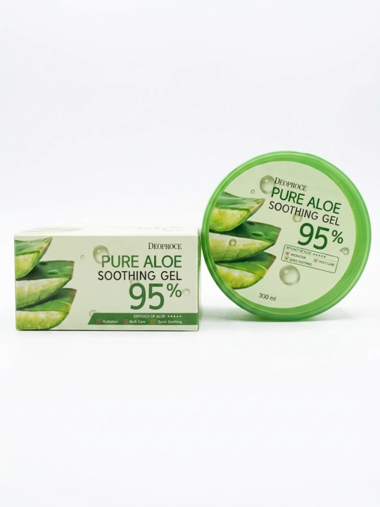 Deoproce Pure Aloe Soothing Gel 95% 300 ml — 95% tabiiy aloe vera ekstraktiga ega gel