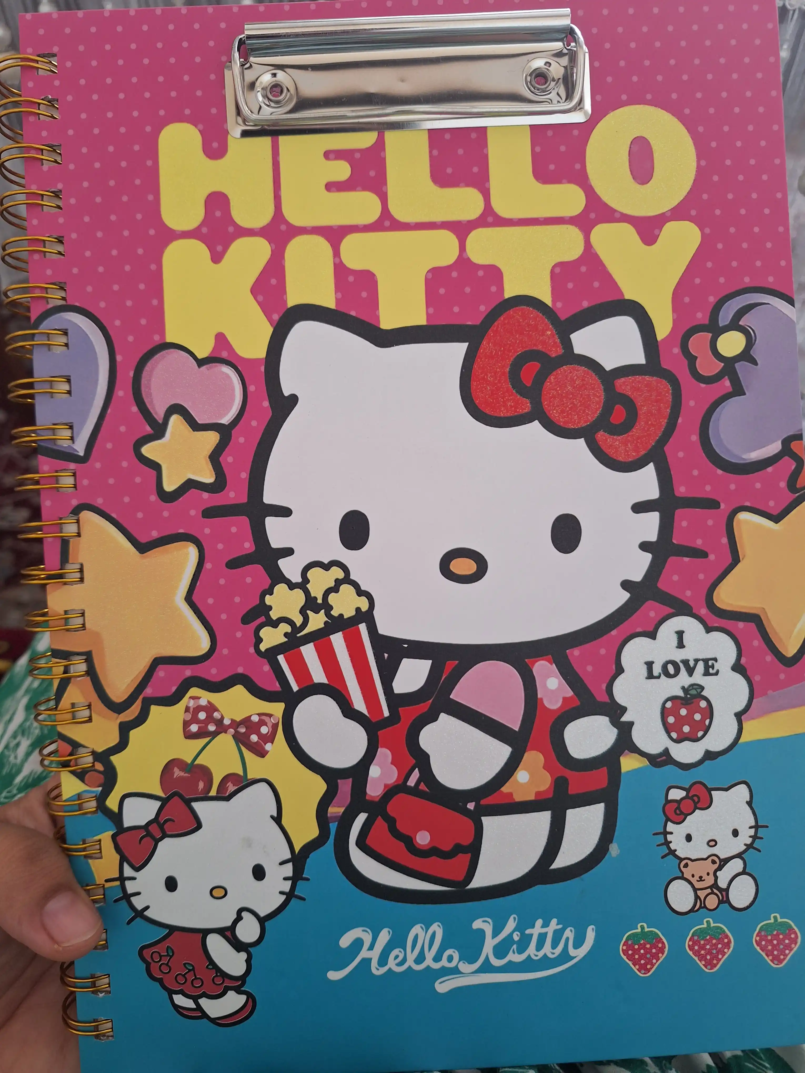 HelloKitty daftar-plansheti, metall prujinali, konspektlar yozish, shaxsiy sirlarni saqlash uchun
