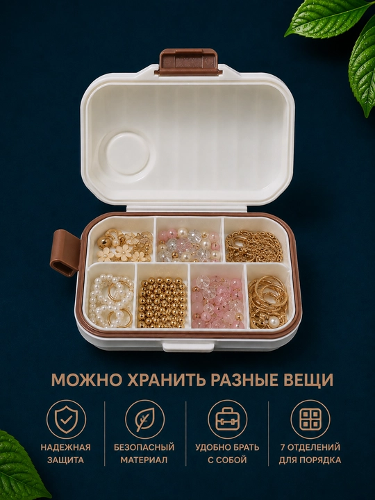 Таблетница органайзер контейнер неделька для хранения таблеток, бадов и мелочей