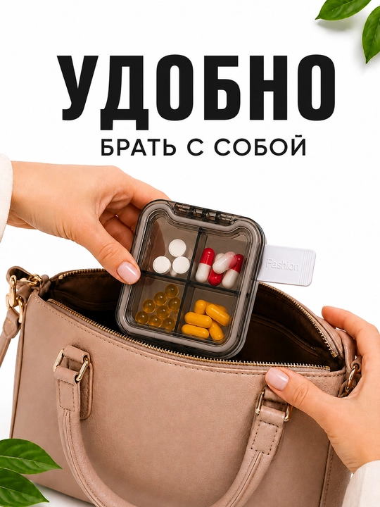 Таблетница органайзер контейнер неделька для хранения таблеток, бадов и мелочей