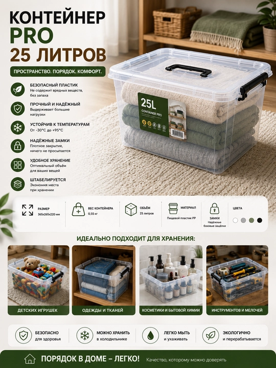 Qopqoqli plastik konteyner 20 L va 25 L