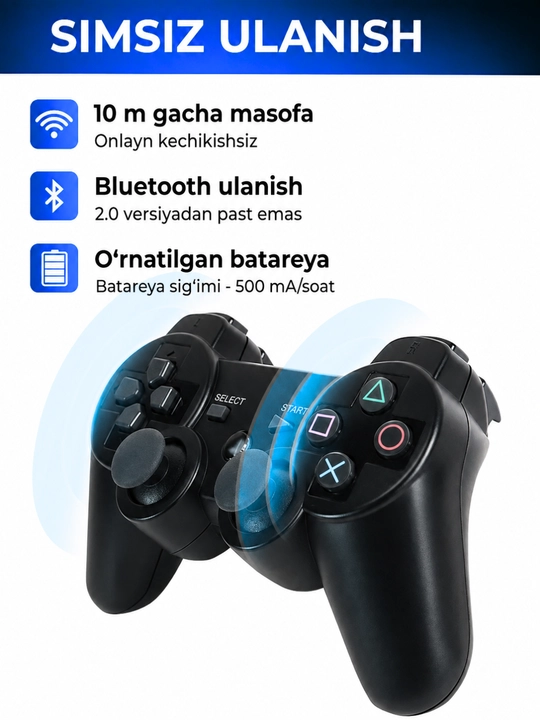 Simsiz joystik DualShock 3 geympad, PlayStation 3 kontrolleri, qo‘sh tebranish