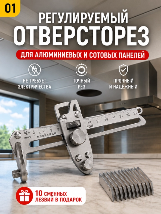 Коронка для сверления отверстий в алюминиевых панелях и сотовых панелях - 