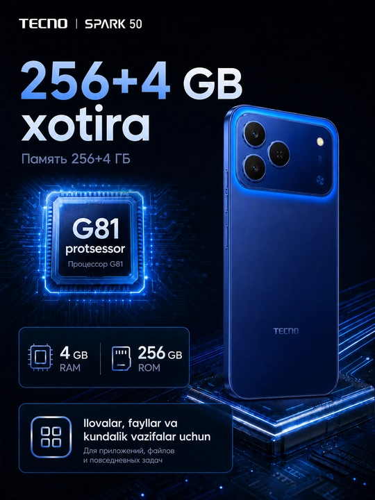 Smartfon TECNO SPARK 50 KN4 256+4GB, 120Hz, 50MP, 6700mAh