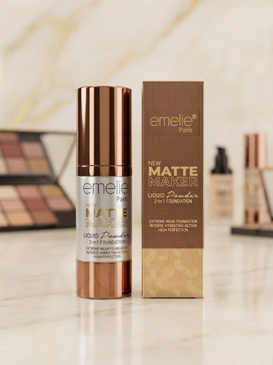 Yuz uchun tonal krem-pudra Emelie Paris Matte Maker 2 in 1 Foundation - 