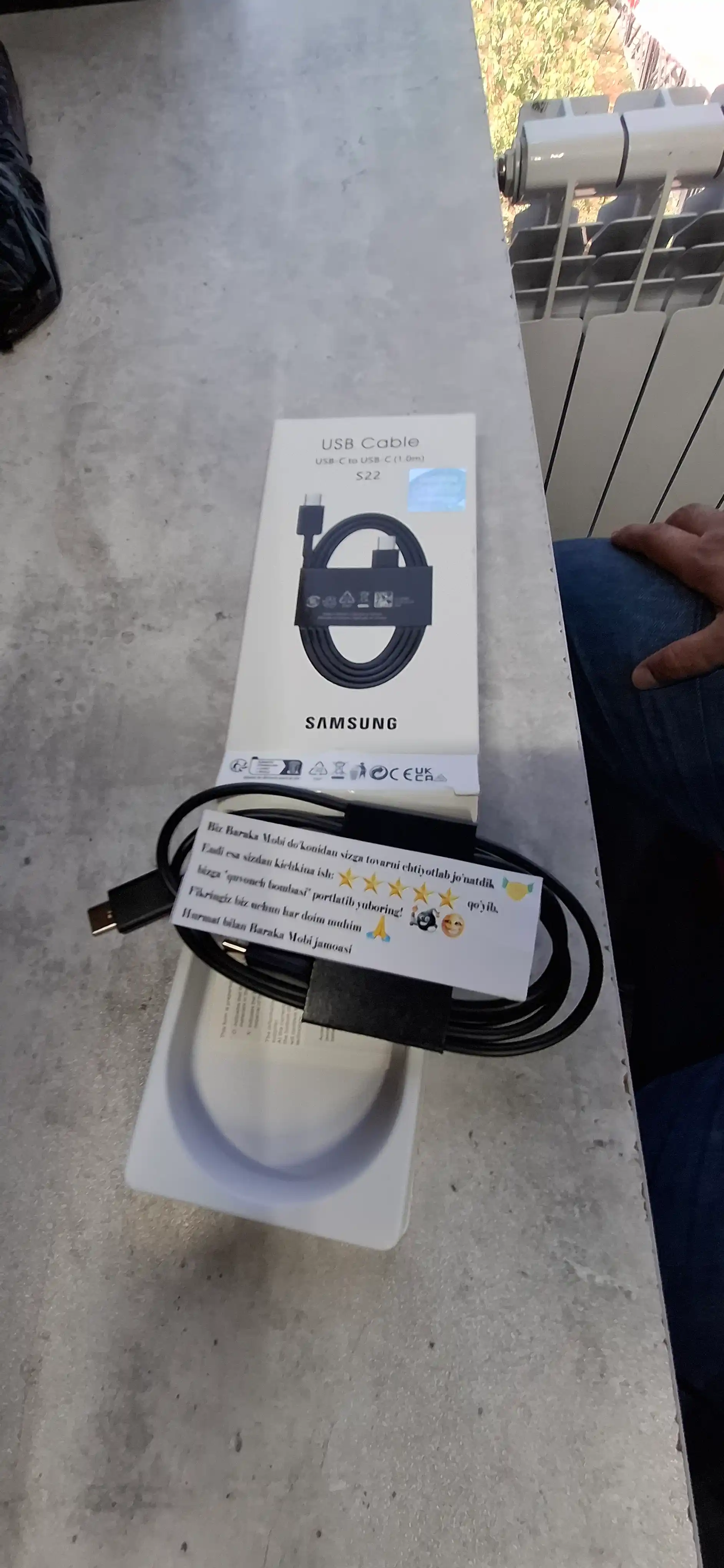 Samsung USB-C dan USB-C ga kabel, 1 metr, tez zaryadlash va ma'lumot uzatish