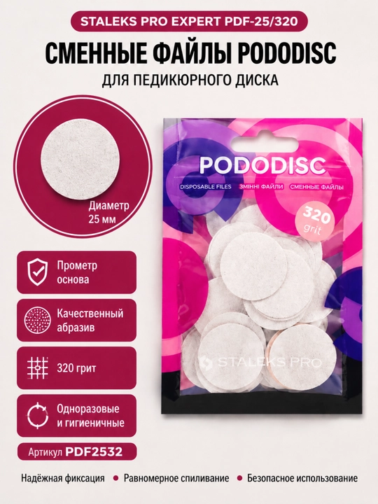Almashtiriladigan fayllar pedikyur diskiga PODODISC STALEKS PRO L 320 grit 50 dona - 