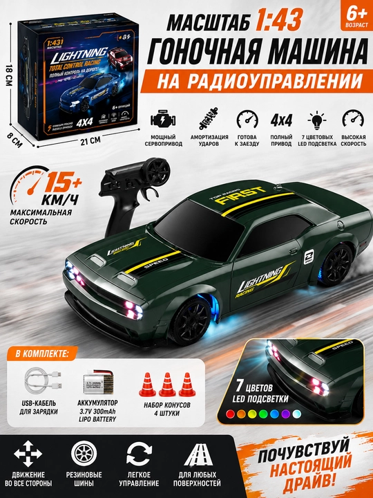 Гоночная машина на радиоуправлении масштаба 1:43 - 