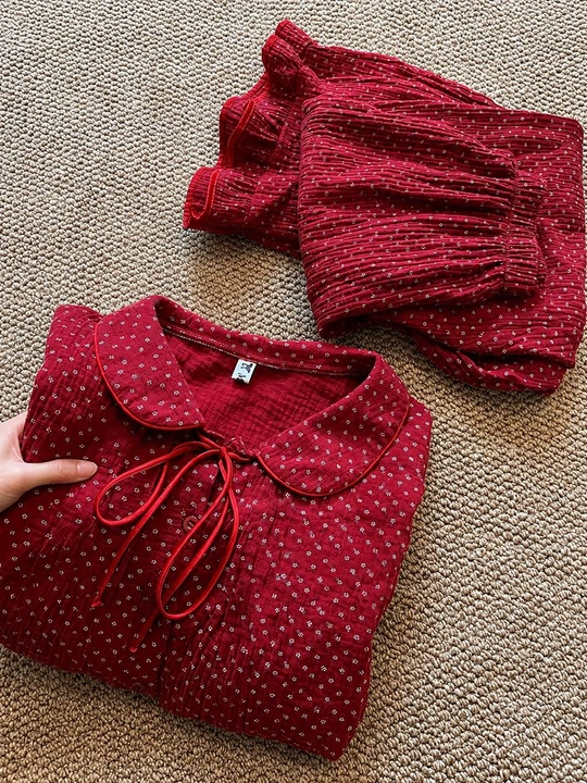 Ayollar uchun uzun yengli uzun shimli pijama – kuz, qish va bahor uchun