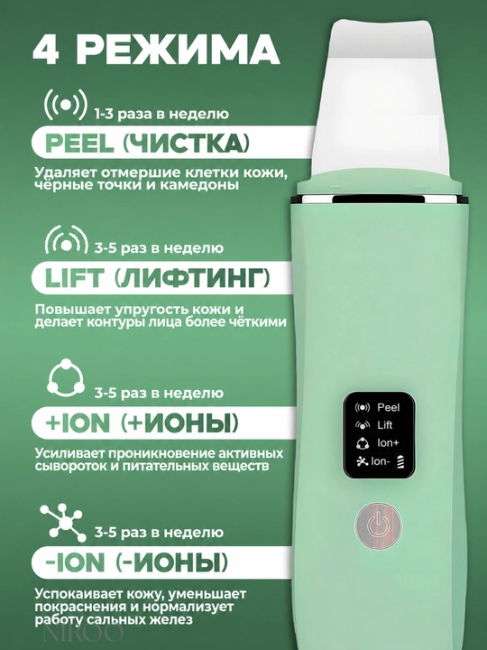 Ультразвуковой аппарат для чистки лица пилинг, массаж, лифтинг, удаление чёрных точек 4в1