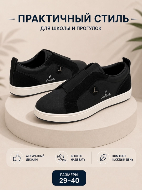 Подростковые кеды без шнурков для школы и прогулок, размеры 29–40