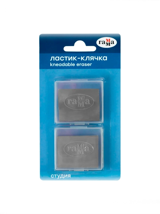 Ластики GAMMA, в наборе 2 штуки, размер 4×5 см, с контейнером, серого цвета