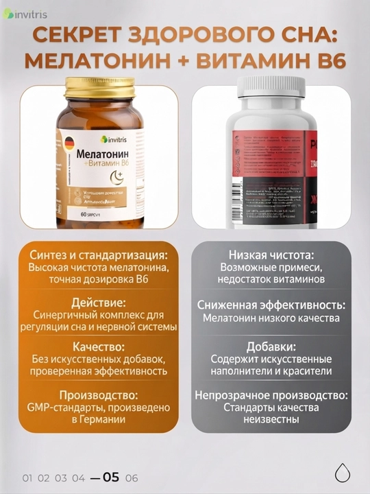 Мелатонин+Витамин B6, 60 капсул, для сна