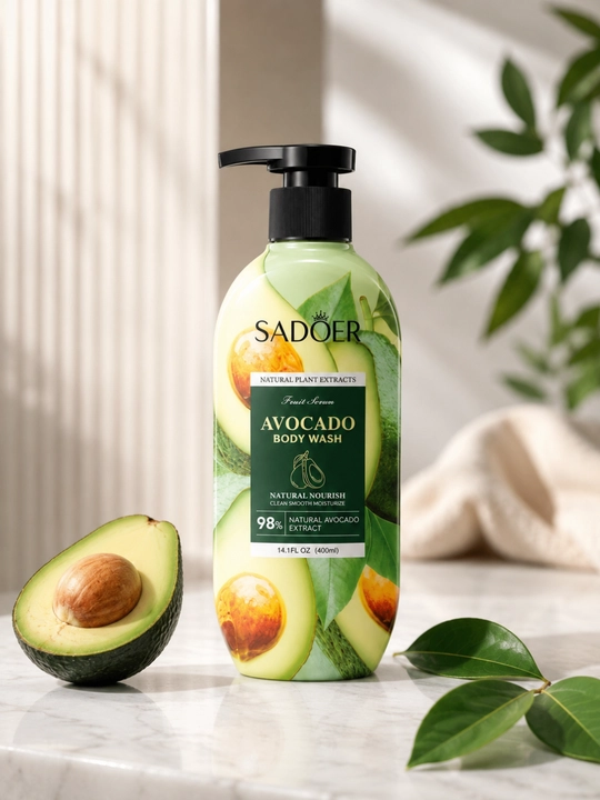 SADOER Avocado Body Wash — гель для душа с экстрактом авокадо, 400 мл