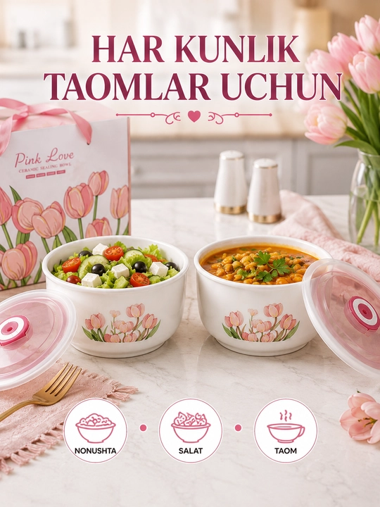 Набор керамических контейнеров, для хранения продуктов, с вакуумными крышками, 3 шт
