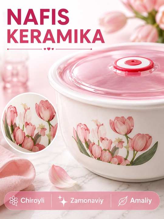 Набор керамических контейнеров, для хранения продуктов, с вакуумными крышками, 3 шт