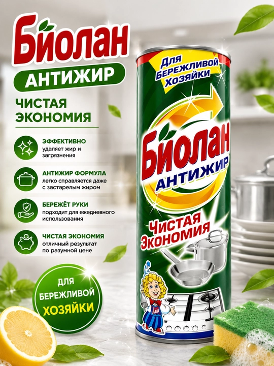 Biolan oshxona va uy uchun tozalovchi kukun