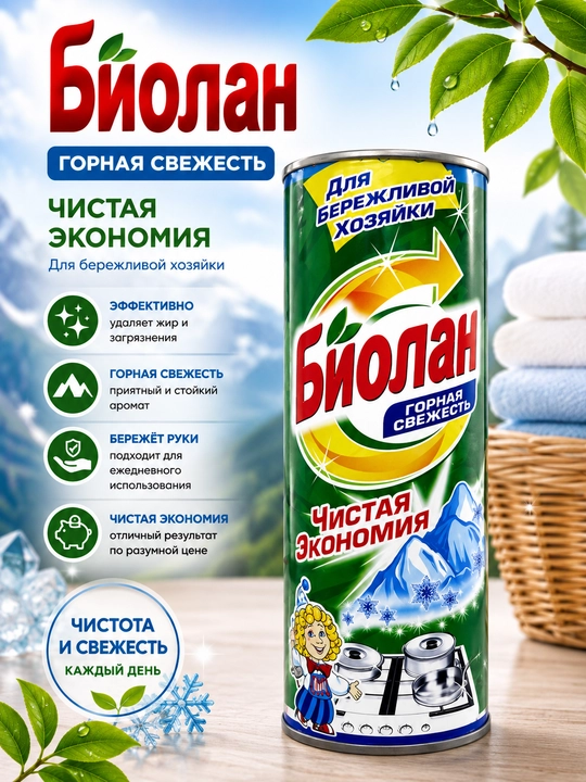 Biolan oshxona va uy uchun tozalovchi kukun