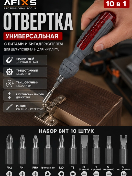 Трёхточечная отвёртка с держателем бит - 