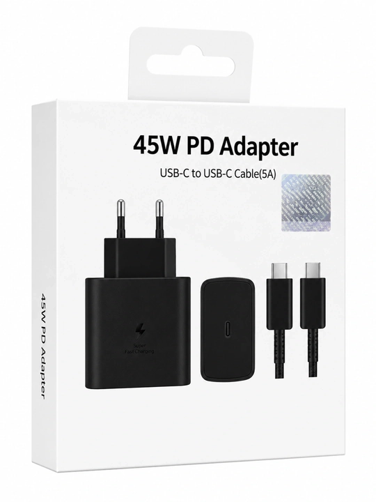 USB-C dan USB-C gacha bo‘lgan kabel bilan 45 Vt PD tez quvvatlash qurilmasi 5A tez quvvatlash
