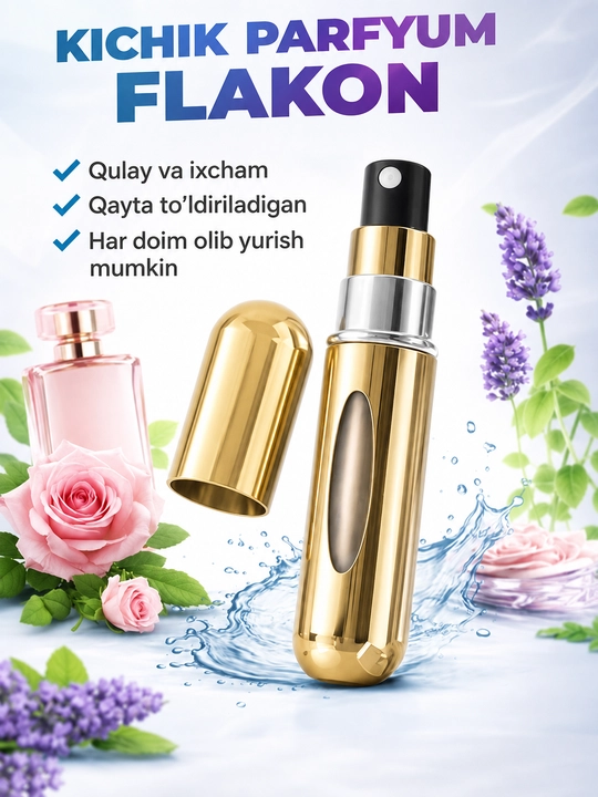 Kichik parfume flakon, qayta to‘ldiriladigan atir idishi, sayohat uchun mini flakon - 
